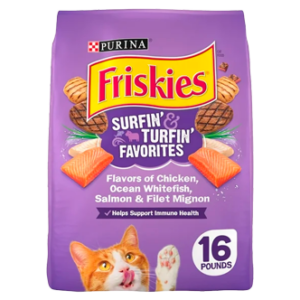 Purina Friskies Dry Cat Food for Adult Cats & Kittens, Surfin’ & Turfin